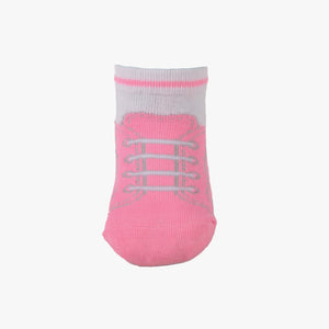 Skidders Baby Girls Grip Socks “Sneaker Laces” Pink